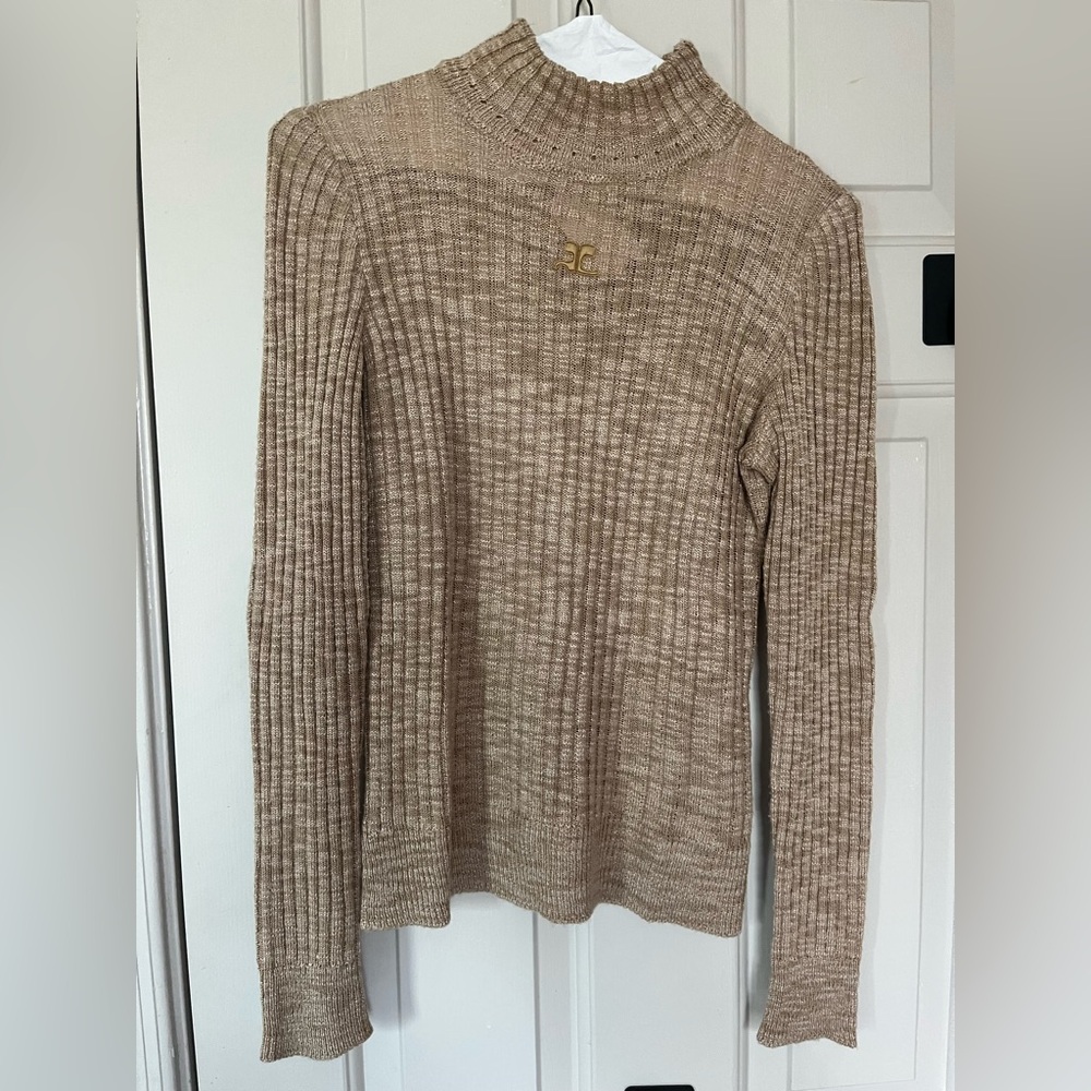 Vintage Courrèges Ribbed Knit Sweater – Camel Brown – Size M